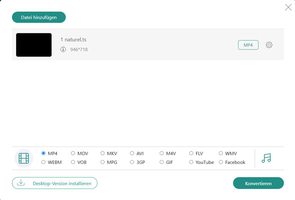 MP4 als gewünschtes Ausgabeformat