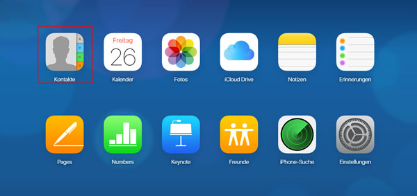 Kontakte bei iCloud wählen