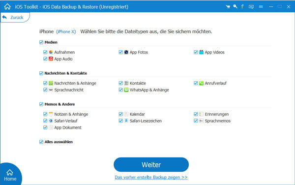 iOS Datensicherung & Wiederherstellung öffnen