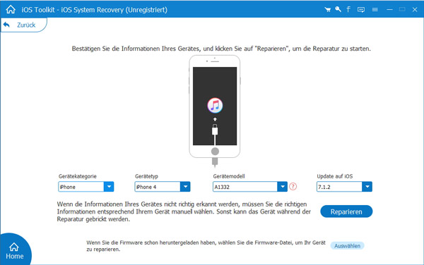 Geraeteinformationen bestätigen