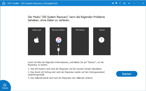iOS Systemwiederherstellung starten