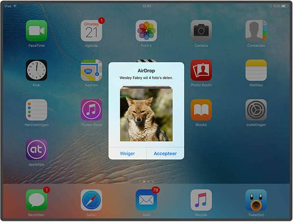 Daten mit AirDrop auf iPad übertragen