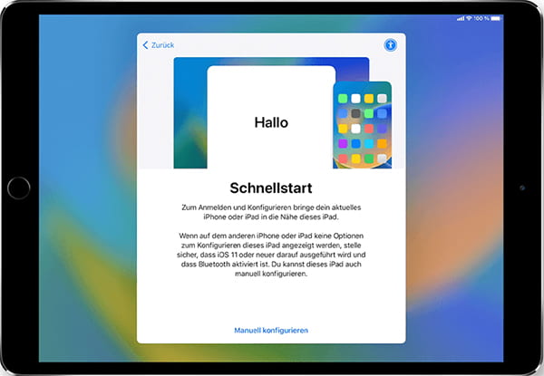 Daten mit Schnellstart auf iPad übertragen