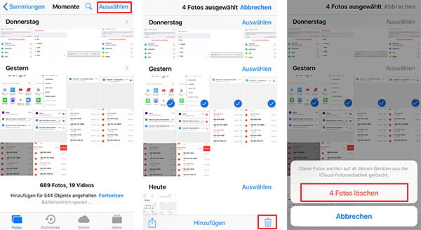 Fotos auf iPhone löschen