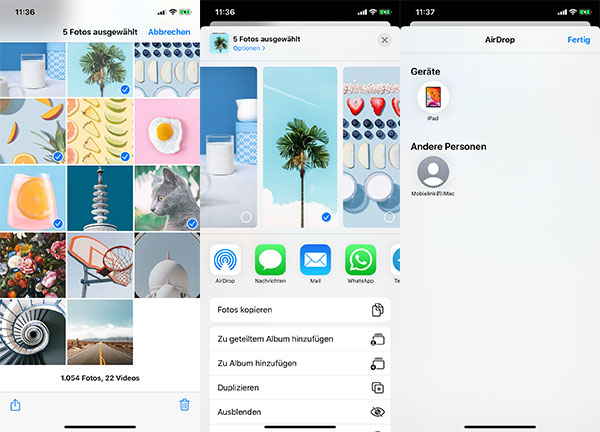 Fotos vom iPhone auf iPad übertragen mit AirDrop