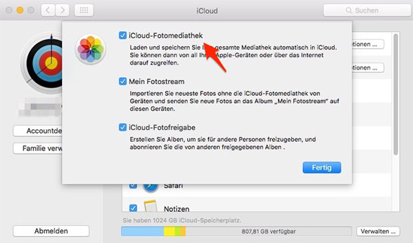 Fotos von Mac auf iPhone kopieren über iCloud