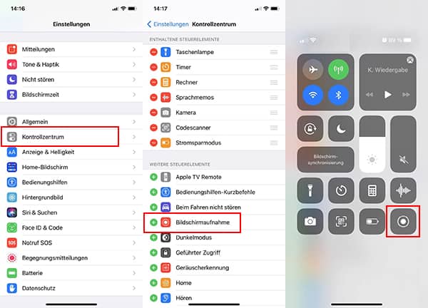 iOS-Bildschirmaufnahme Funktion