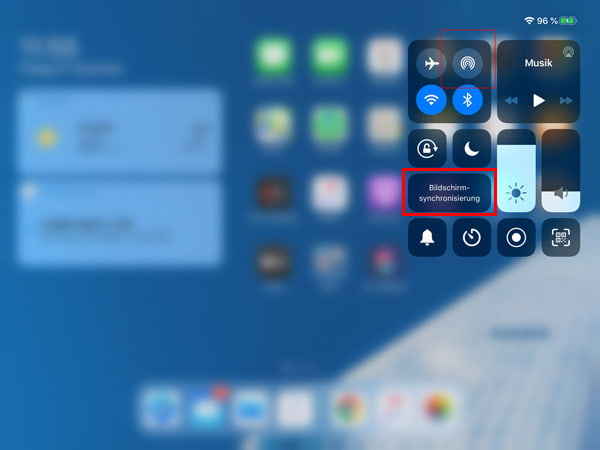 iPad Bildschirmsynchronisierung starten