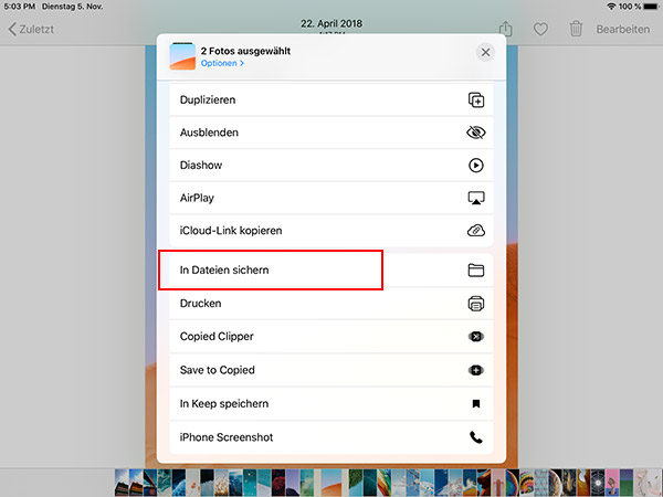 iPad Dateien in iCloud Drive speichern