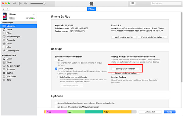 iPhone Daten auf Mac sichern