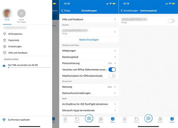 iPhone und iPad synchronisieren über OneDrive