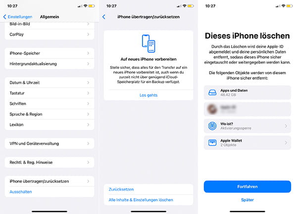 iPhone zurücksetzen und löschen