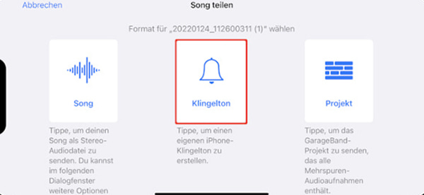 Klingelton mit GarageBand auf iPhone übertragen