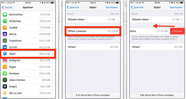 Safari Cache auf iPhone leeren