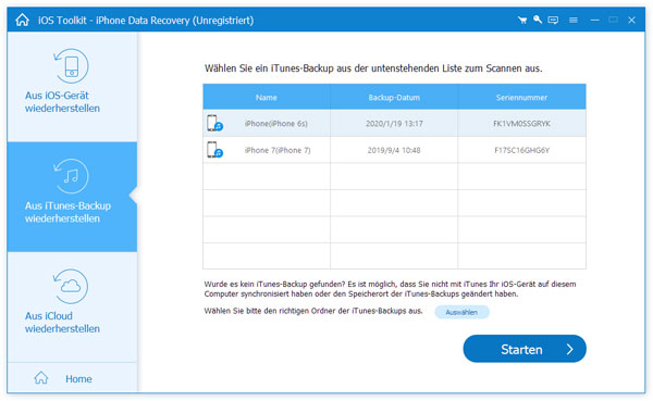 iTunes-Backup scannen