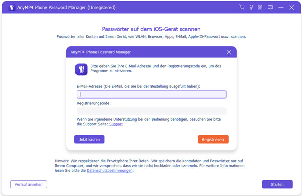 Software registrieren