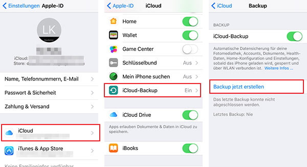 iPhone in iCloud sichern