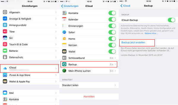 iPhone Daten sichern mit iCloud