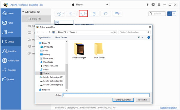 Videos vom iPhone auf PC übertragen