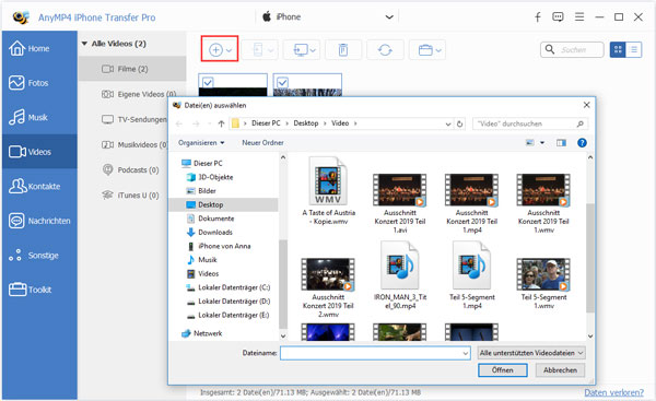 Videos vom PC auf iPhone übertragen