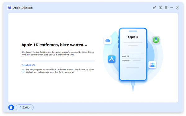 Das Entfernen von Apple-ID starten
