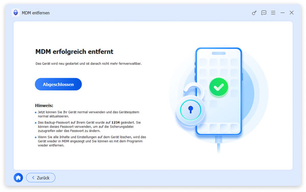 MDM erfolgreich entfernt