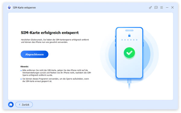 SIM-Karte erfolgreich entsperren