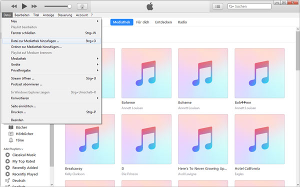 Musik ins iTunes importieren