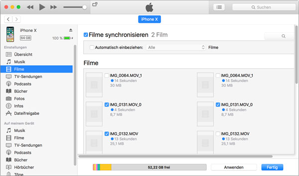 Video von Mac auf iPhone über iTunes übertragen
