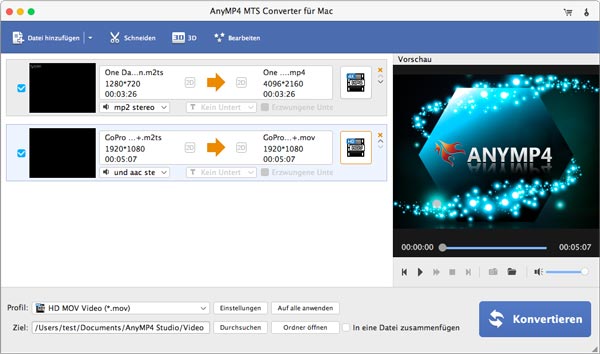 MTS-Datei hinzufügen