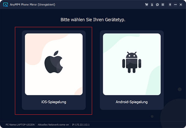 iOS-Spiegelung wählen