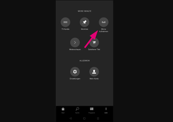 Aufnahme in MagentaTV App speichern