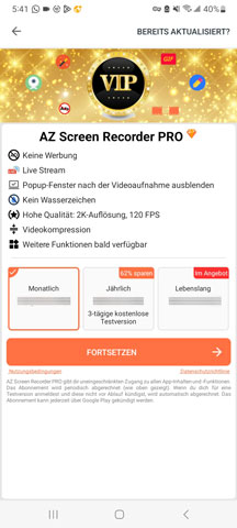AZ Screen Recorder Preis