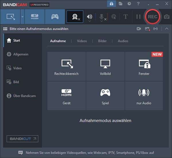 Facecam aufnehmen mit Bandicam