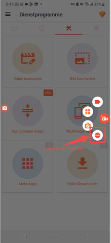 Livestream-Funktion in AZ wählen