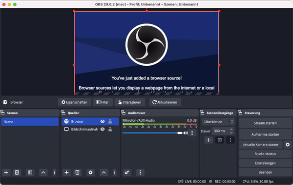 Mac-Bildschirm mit OBS aufnehmen