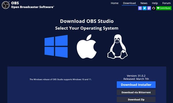 OBS-Download starten