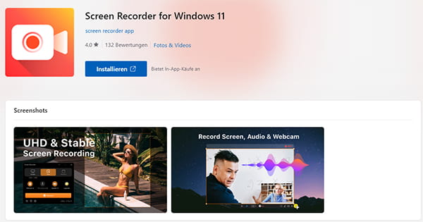Screen Recorder für Windows 11