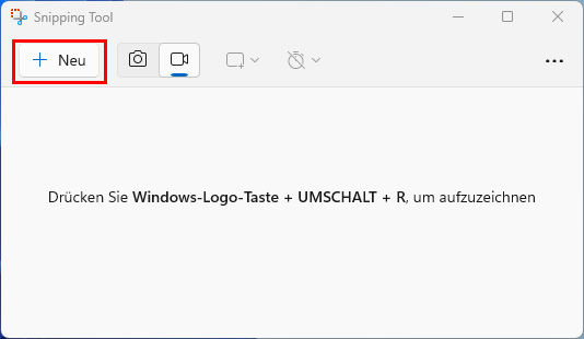 Snipping Tool Video neu anfangen