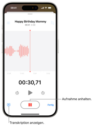 Stimme auf iPhone aufnehmen