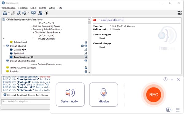 Teamspeak aufnehmen mit Online Audio Recorder