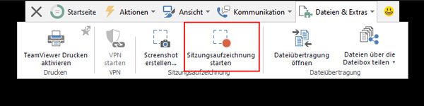 TeamViewer: Sitzungsaufzeichnung starten