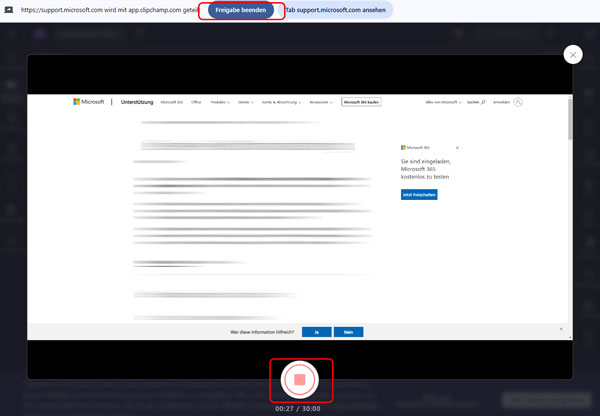 Videoaufnahme in Clipchamp speichern