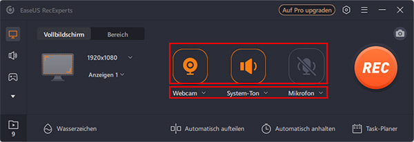 Webcam, System-Ton und Mikrofon einstellen