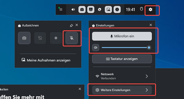 Bildschirm von Windows 10 mit Ton aufzeichnen