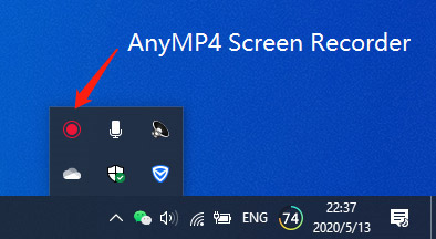 AnyMP4 Screen Recorder im System-Tray