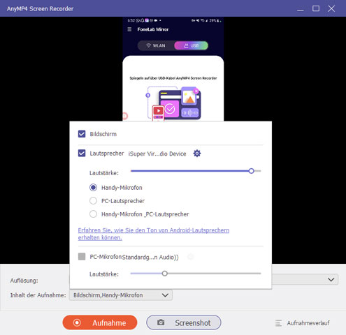Android-Bildschirmaufnahme starten