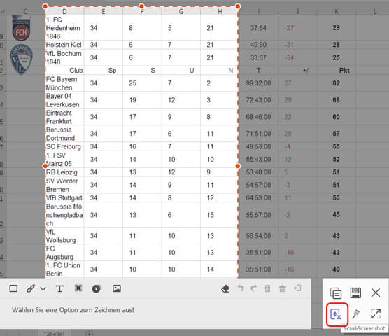 Excel-Scroll-Screenshot erstellen