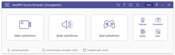 Hauptseite von AnyMP4 Screen Recorder