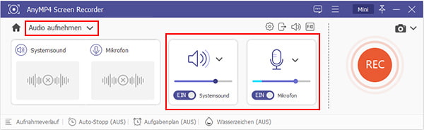 Mikrofon und Systemsound aktivieren